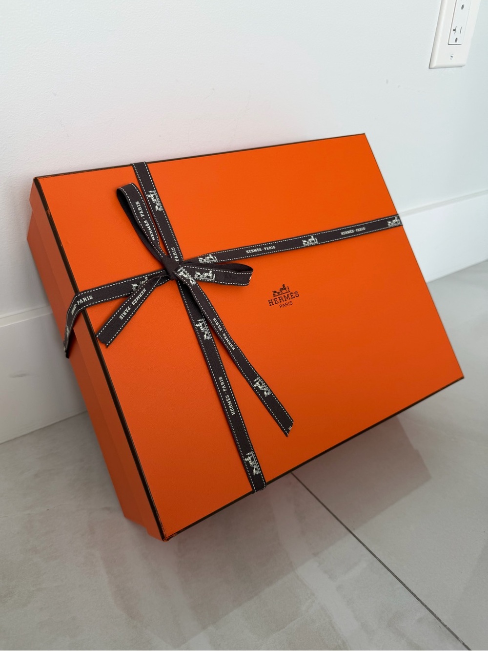 Iconic Hermes Gift Box with Logo Ribbon